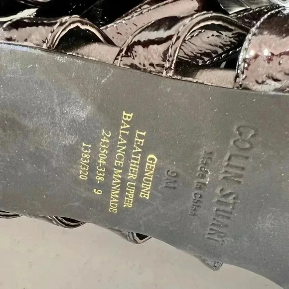 Colin Stuart Brown Patton Leather Open Toe Strappy Heel Size 9 - Picture 5 of 7